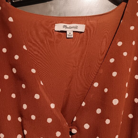 Smocked-Waist Mini Dress in Inkspot Dots Size Medium *flawed* - Picture 7 of 8